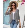 Zeagoo Women’s 2026 Summer 3/4 Sleeve Lightweight Cardigans Open Front Draped Ruffles Kimono Coverups(Grey)