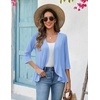 Zeagoo Women’s 2026 Summer 3/4 Sleeve Lightweight Cardigans Open Front Draped Ruffles Kimono Coverups(Light Blue)