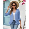 Zeagoo Women’s 2026 Summer 3/4 Sleeve Lightweight Cardigans Open Front Draped Ruffles Kimono Coverups(Light Blue)