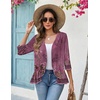 Zeagoo Women’s 2026 Summer 3/4 Sleeve Lightweight Cardigans Open Front Draped Ruffles Kimono Coverups(Mz841)