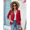 Zeagoo Women’s 2026 Summer 3/4 Sleeve Lightweight Cardigans Open Front Draped Ruffles Kimono Coverups(Red)