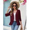 Zeagoo Women’s 2026 Summer 3/4 Sleeve Lightweight Cardigans Open Front Draped Ruffles Kimono Coverups(Wine Red)