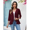 Zeagoo Women’s 2026 Summer 3/4 Sleeve Lightweight Cardigans Open Front Draped Ruffles Kimono Coverups(Wine Red)