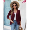 Zeagoo Women’s 2026 Summer 3/4 Sleeve Lightweight Cardigans Open Front Draped Ruffles Kimono Coverups(Wine Red)