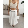 Zeagoo Womens Maxi Skirt Chiffon Elastic High Waist Pockets Pleated A-Line Flowy Skirts(01-white)