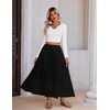 Zeagoo Womens Maxi Skirt Chiffon Elastic High Waist Pockets Pleated A-Line Flowy Skirts(02-black)