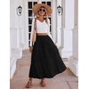 Zeagoo Womens Maxi Skirt Chiffon Elastic High Waist Pockets Pleated A-Line Flowy Skirts(02-black)