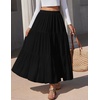 Zeagoo Womens Maxi Skirt Chiffon Elastic High Waist Pockets Pleated A-Line Flowy Skirts(02-black)