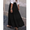 Zeagoo Womens Maxi Skirt Chiffon Elastic High Waist Pockets Pleated A-Line Flowy Skirts(02-black)