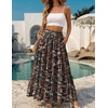 Zeagoo Womens Maxi Skirt Chiffon Elastic High Waist Pockets Pleated A-Line Flowy Skirts(03-xh566)