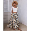 Zeagoo Womens Maxi Skirt Chiffon Elastic High Waist Pockets Pleated A-Line Flowy Skirts(Cx354)