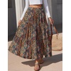 Zeagoo Womens Maxi Skirt Chiffon Elastic High Waist Pockets Pleated A-Line Flowy Skirts(Mz721)