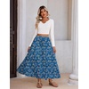 Zeagoo Womens Maxi Skirt Chiffon Elastic High Waist Pockets Pleated A-Line Flowy Skirts(Wf164)