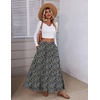 Zeagoo Womens Maxi Skirt Chiffon Elastic High Waist Pockets Pleated A-Line Flowy Skirts(Xh581)
