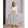 Zeagoo Womens Maxi Skirt Chiffon Elastic High Waist Pockets Pleated A-Line Flowy Skirts(Xh583)