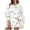 Zeagoo Womens Oversized Hoodies 2025 Fleece Sweatshirts Long Sleeve Pullover with Pocket Fall Winter Outfits Clothes(White Floral)