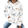 Zeagoo Womens Oversized Hoodies 2025 Fleece Sweatshirts Long Sleeve Pullover with Pocket Fall Winter Outfits Clothes(White Floral)