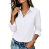 Womens Button Down Shirt Classic Fit Dress Shirt Work Business Casual Long Sleeve Blouse Tops(A-white)