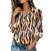 Womens Button Down Shirt Classic Fit Dress Shirt Work Business Casual Long Sleeve Blouse Tops(Multicolor Print)