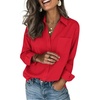 Zeagoo Blouses for Women Long Sleeve Button Down Shirts Dressy Casual Collared Tops Business Work Outfits(Red)