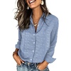Zeagoo Button Down Shirts for Women Long Sleeve Tops Striped Solid Blouses | Collared V Neck Shirts Button Up Shirt Dressy Casual Blouses Cute Summer Fall Fashion Clothes Office Work Tops Spring Outfits(Blue Striped-tz273)