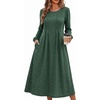 Zeagoo Fall Dresses for Women Long Sleeve Midi Dress Casual A Line Dresses 2026 Pleated Flare Dress with Pockets(Dusty Green)