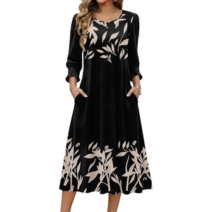Zeagoo Summer Dresses for Women 2026 3/4 Sleeve Dress for Women Floral Midi Dresses for Casual Womens Dresses with Pockets(C-floral-pa356-new)
