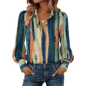 Zeagoo Women Button Down Shirts Lantern Long Sleeve Tops Business Casual Chiffon Blouses Trendy Work Clothes(Cx289-multicolored)
