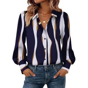 Zeagoo Women Button Down Shirts Lantern Long Sleeve Tops Business Casual Chiffon Blouses Trendy Work Clothes(Cx327-graphics)