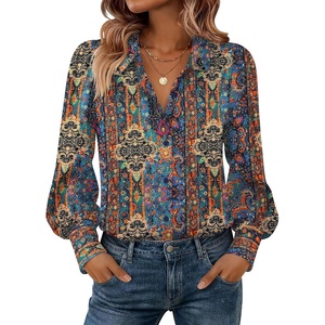 Zeagoo Women Button Down Shirts Lantern Long Sleeve Tops Business Casual Chiffon Blouses Trendy Work Clothes(Mz721-multicolored)