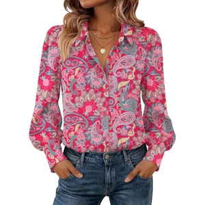 Zeagoo Women Button Down Shirts Lantern Long Sleeve Tops Business Casual Chiffon Blouses Trendy Work Clothes(Mz750-boho)