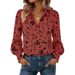 Zeagoo Women Button Down Shirts Lantern Long Sleeve Tops Business Casual Chiffon Blouses Trendy Work Clothes(Sf290-pattern)
