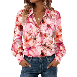 Zeagoo Women Button Down Shirts Lantern Long Sleeve Tops Business Casual Chiffon Blouses Trendy Work Clothes(Wf97-pink)