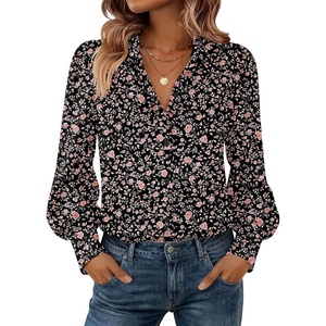 Zeagoo Women Button Down Shirts Lantern Long Sleeve Tops Business Casual Chiffon Blouses Trendy Work Clothes(Xh532-black)
