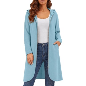 Zeagoo Women’s Fall Jacket 2026 Zip Up Hoodies Long Sleeve Long Tunic Sweatshirts Oversized Fleece Casual Coat with Pocket(A_fleece Fabric_light Blue)