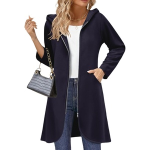 Zeagoo Women’s Fall Jacket 2026 Zip Up Hoodies Long Sleeve Long Tunic Sweatshirts Oversized Fleece Casual Coat with Pocket(A_fleece Fabric_navy Blue)