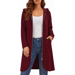 Zeagoo Women’s Fall Jacket 2026 Zip Up Hoodies Long Sleeve Long Tunic Sweatshirts Oversized Fleece Casual Coat with Pocket(A_fleece Fabric_wine Red)