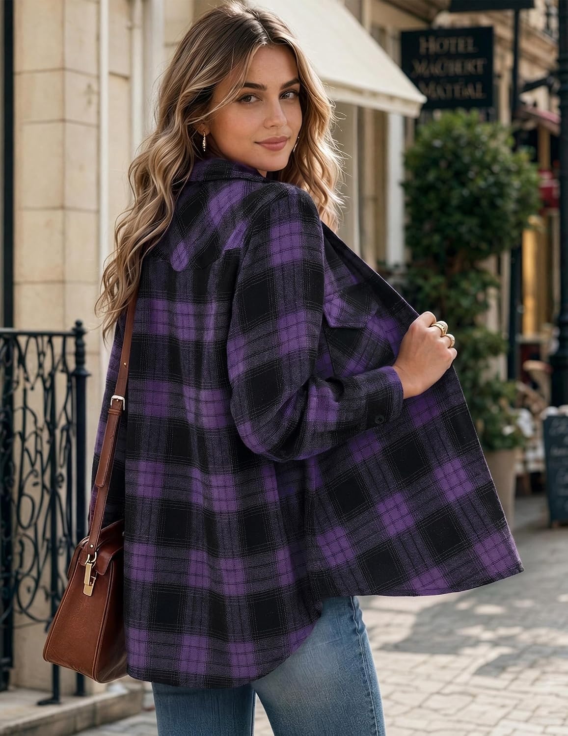 image:imageZeagoo Flannel Shirt Women Plaid Button Down Shackets Long Sleeve Fall Tops Cotton Brushed Flannel Shirts Lightweight Loose Fit Blouse Business Casual Office Outfits 2026 Fashion Summer Western ClothesGw544