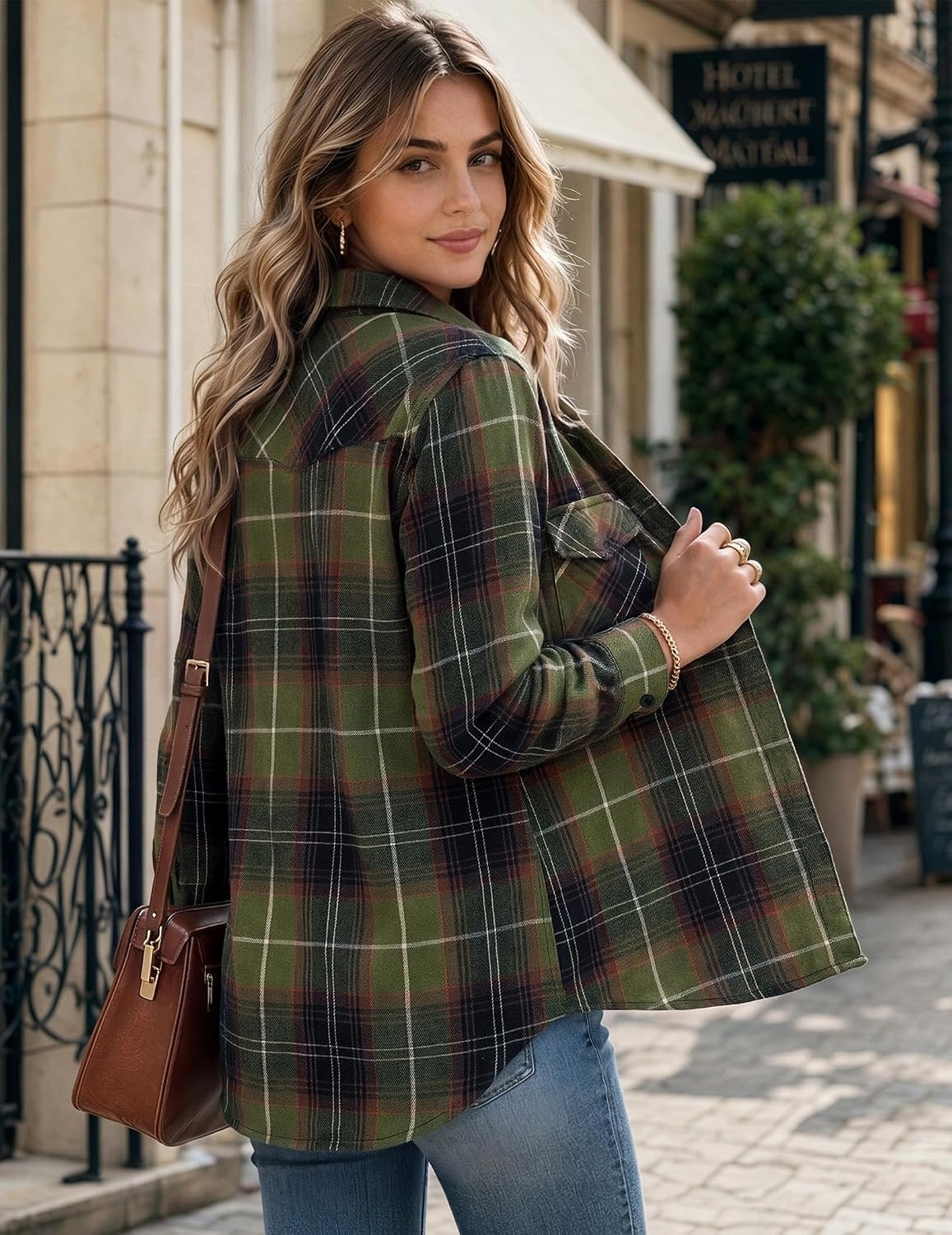image:imageZeagoo Flannel Shirt Women Plaid Button Down Shackets Long Sleeve Fall Tops Cotton Brushed Flannel Shirts Lightweight Loose Fit Blouse Business Casual Office Outfits 2026 Fashion Summer Western ClothesGw378