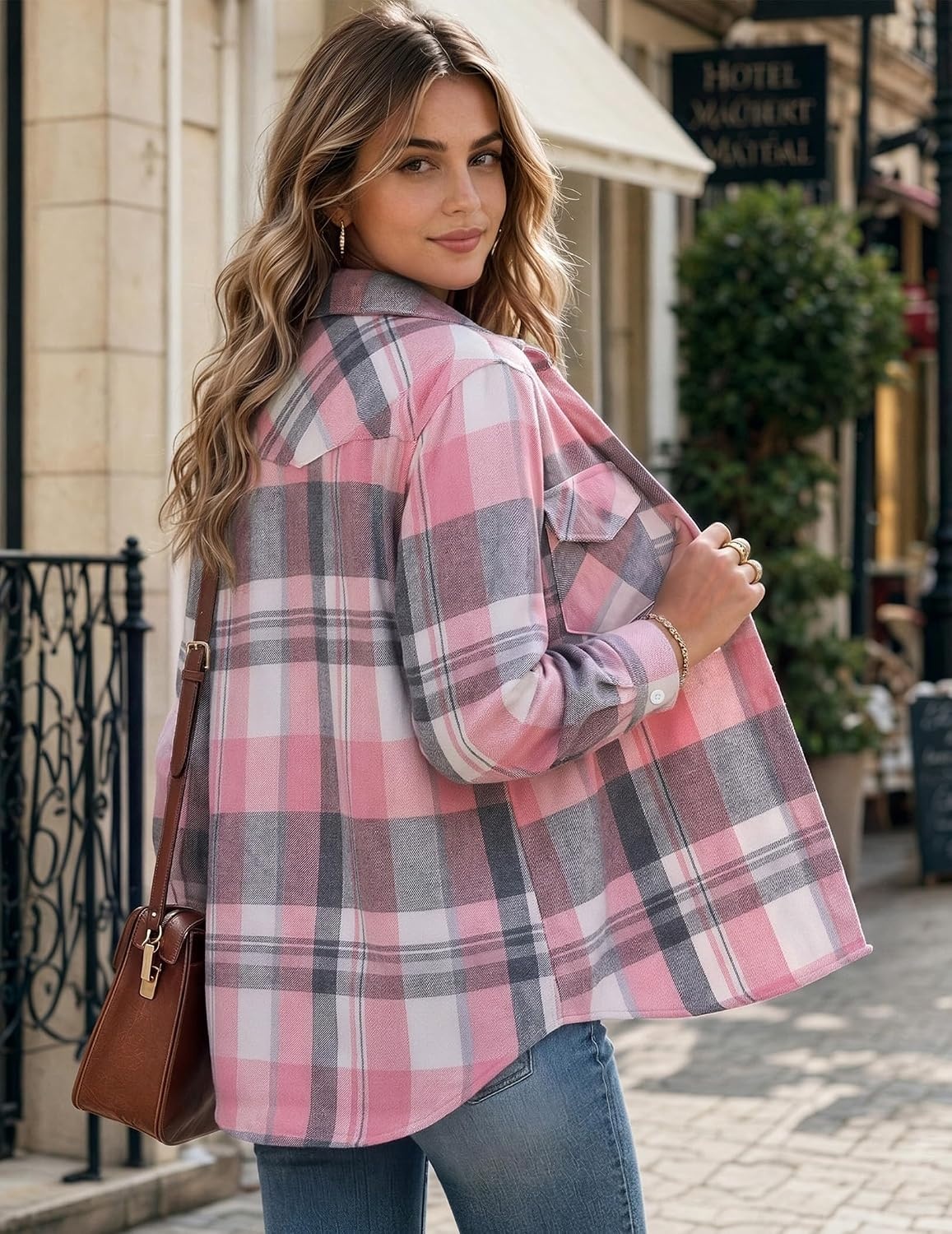 image:imageZeagoo Flannel Shirt Women Plaid Button Down Shackets Long Sleeve Fall Tops Cotton Brushed Flannel Shirts Lightweight Loose Fit Blouse Business Casual Office Outfits 2026 Fashion Summer Western ClothesAgw298