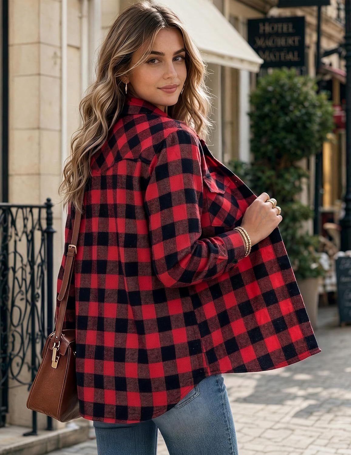 image:imageZeagoo Flannel Shirt Women Plaid Button Down Shackets Long Sleeve Fall Tops Cotton Brushed Flannel Shirts Lightweight Loose Fit Blouse Business Casual Office Outfits 2026 Fashion Summer Western ClothesGz188