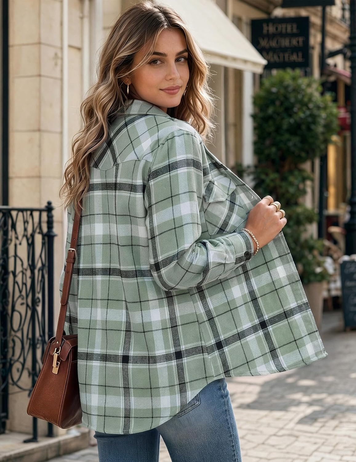 image:imageZeagoo Flannel Shirt Women Plaid Button Down Shackets Long Sleeve Fall Tops Cotton Brushed Flannel Shirts Lightweight Loose Fit Blouse Business Casual Office Outfits 2026 Fashion Summer Western ClothesGw297