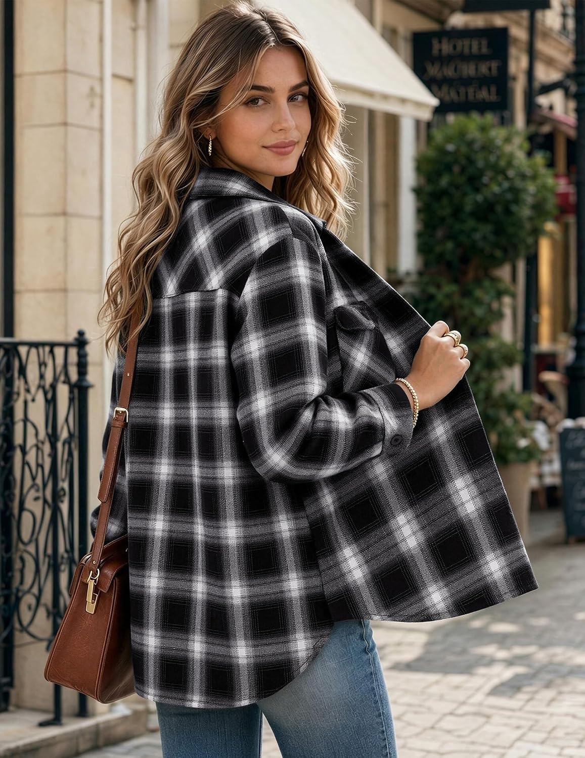 image:imageZeagoo Flannel Shirt Women Plaid Button Down Shackets Long Sleeve Fall Tops Cotton Brushed Flannel Shirts Lightweight Loose Fit Blouse Business Casual Office Outfits 2026 Fashion Summer Western ClothesGz564
