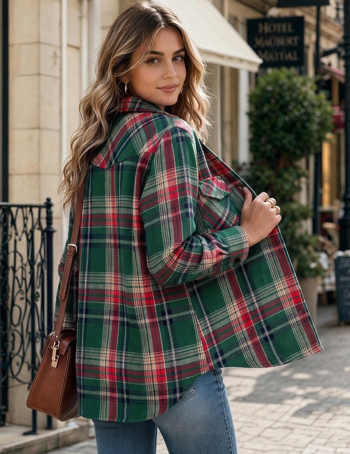 image:imageZeagoo Flannel Shirt Women Plaid Button Down Shackets Long Sleeve Fall Tops Cotton Brushed Flannel Shirts Lightweight Loose Fit Blouse Business Casual Office Outfits 2026 Fashion Summer Western ClothesGw553