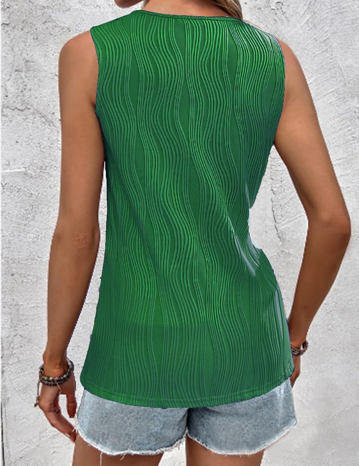 image:imageZeagoo Tops for Women Trendy 2024 Tank Tops Keyhole Neck Sleeveless Blouses Summer Business Casual Basic ShirtsGreen