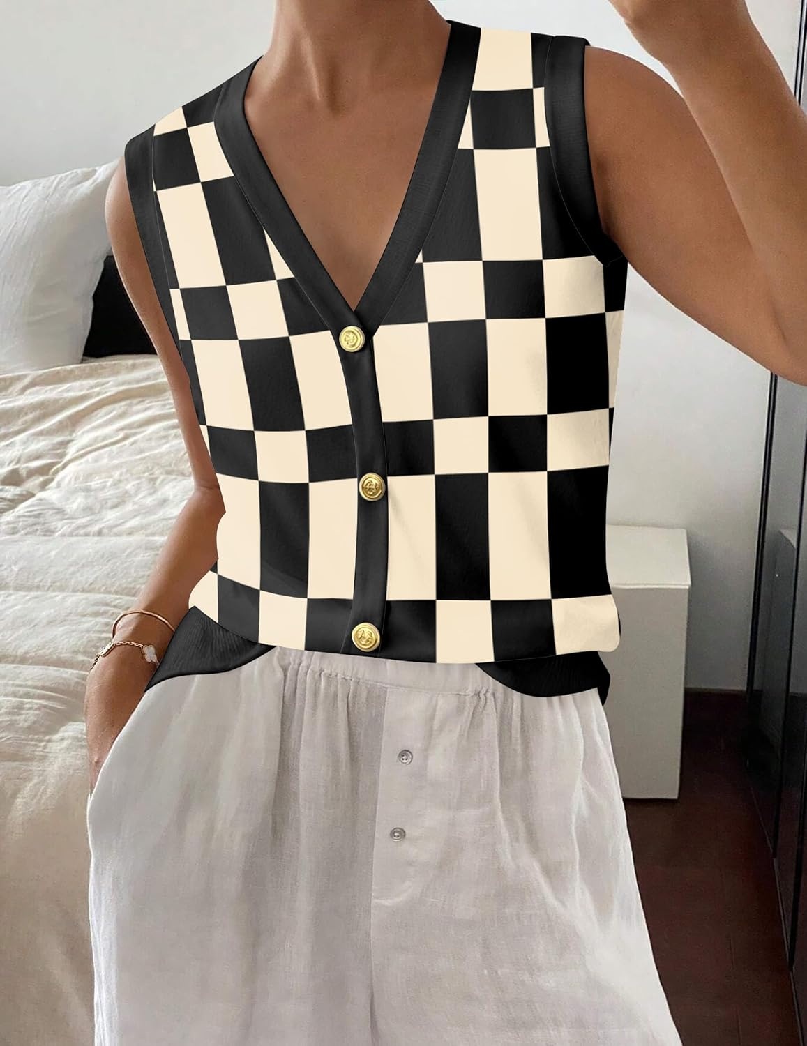 image:imageZeagoo Womens Sweater Vest Summer Tops for Women 2026 Button Down Shirt Office Clothes for Work