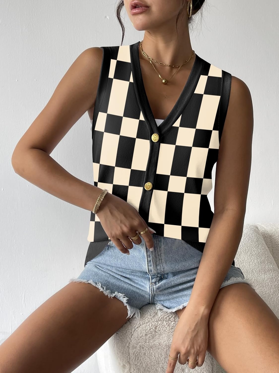 image:imageZeagoo Womens Sweater Vest Summer Tops for Women 2026 Button Down Shirt Office Clothes for Work