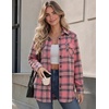 Zeagoo Flannel Shirt Women Plaid Button Down Shackets Long Sleeve Fall Tops | Cotton Brushed Flannel Shirts Lightweight Loose Fit Blouse Business Casual Office Outfits 2026 Fashion Summer Western Clothes(A-gz720)