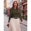 Zeagoo Women Long Sleeve Tops Crewneck Ribbed Knit Fitted Tshirts Dressy Casual Basic Tee 2026 Summer Fall Clothes(Army Green)