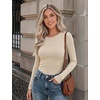 Zeagoo Women Long Sleeve Tops Crewneck Ribbed Knit Fitted Tshirts Dressy Casual Basic Tee 2026 Summer Fall Clothes(Beige)